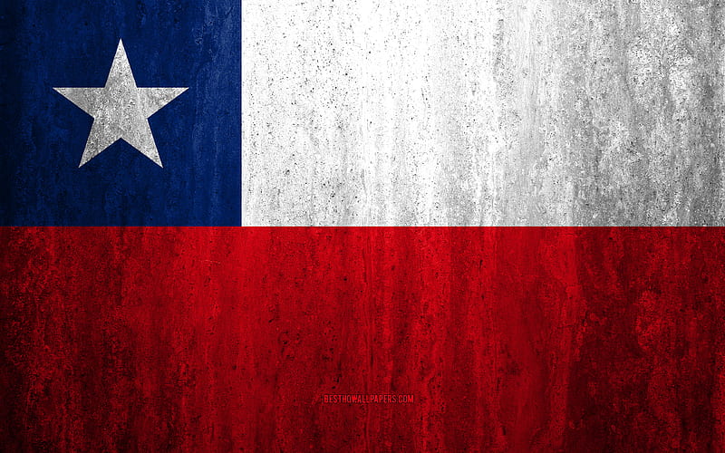 Flag of Chile stone background, grunge flag, South America, Chile flag, grunge art, national symbols, Chile, stone texture, HD wallpaper