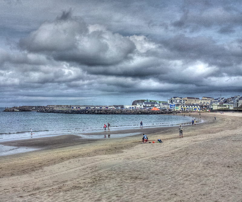 Portrush, beach, clouds, ireland, northern, summer, uk, HD wallpaper