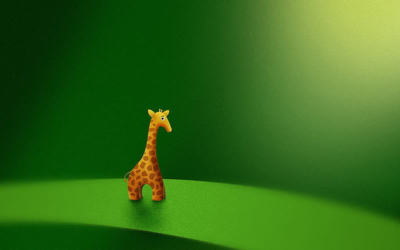 Small giraffe, funny, giraffe, green, abstract, HD wallpaper