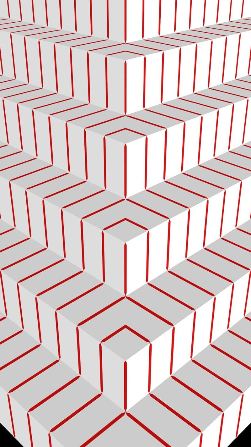 White-Red Steps x2, pyramid, red, white, HD phone wallpaper