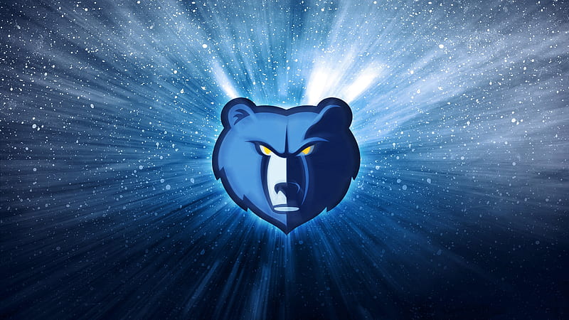 Grizz, mascot, Memphis Grizzlies, blue neon lights, NBA, creative, USA,  Memphis Grizzlies mascot, HD wallpaper