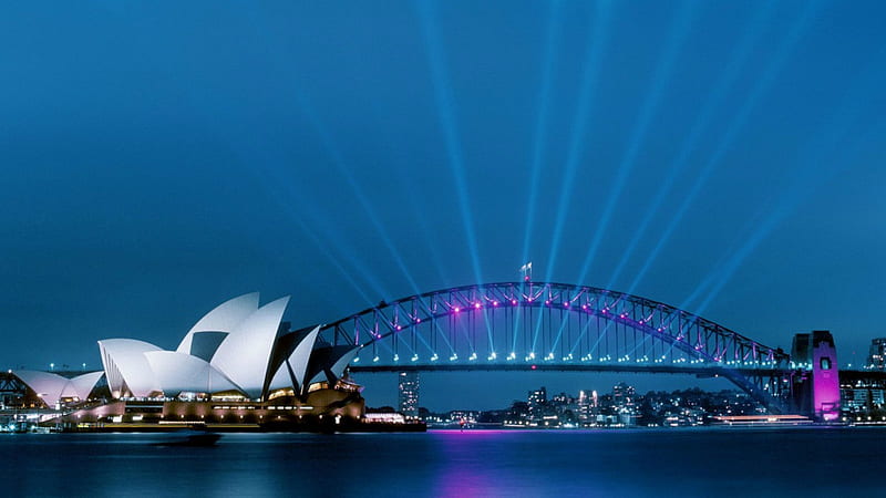 Sydney Australia's Opera House at Night, digital, art, bonito, abstract, HD wallpaper