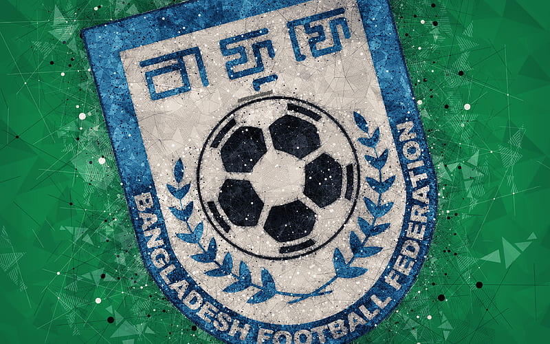 Bangladesh national football team geometric art, logo, green abstract background, Asian Football Confederation, Asia, emblem, Bangladesh, football, AFC, grunge style, creative art, HD wallpaper