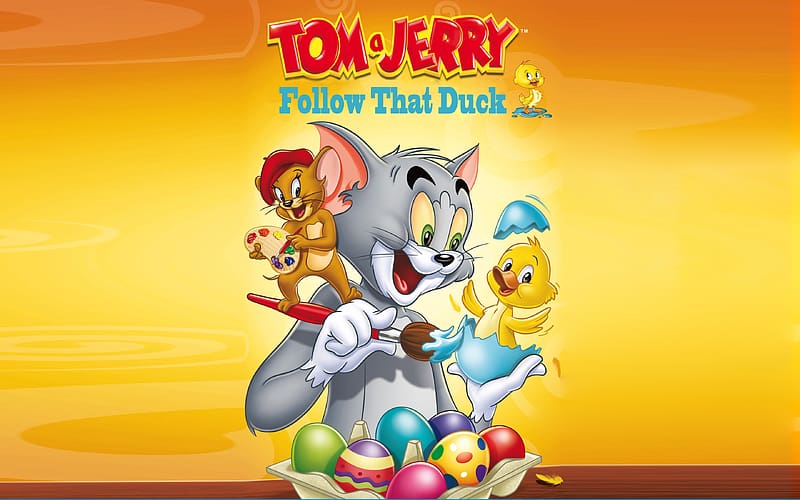 Tom and Jerry, cute, cat, easter, duckling, egg, childhood, animation ...