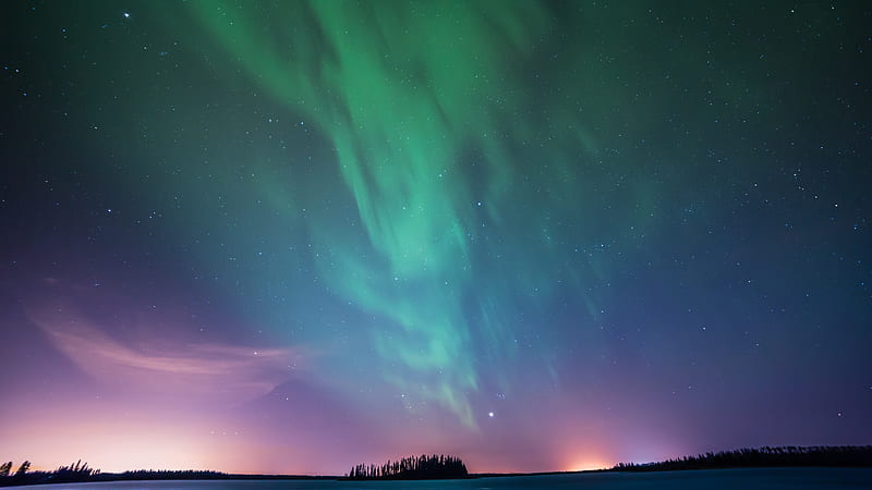 aurora borealis, northern lights, astotin lake, scenic, sky, Nature, HD wallpaper
