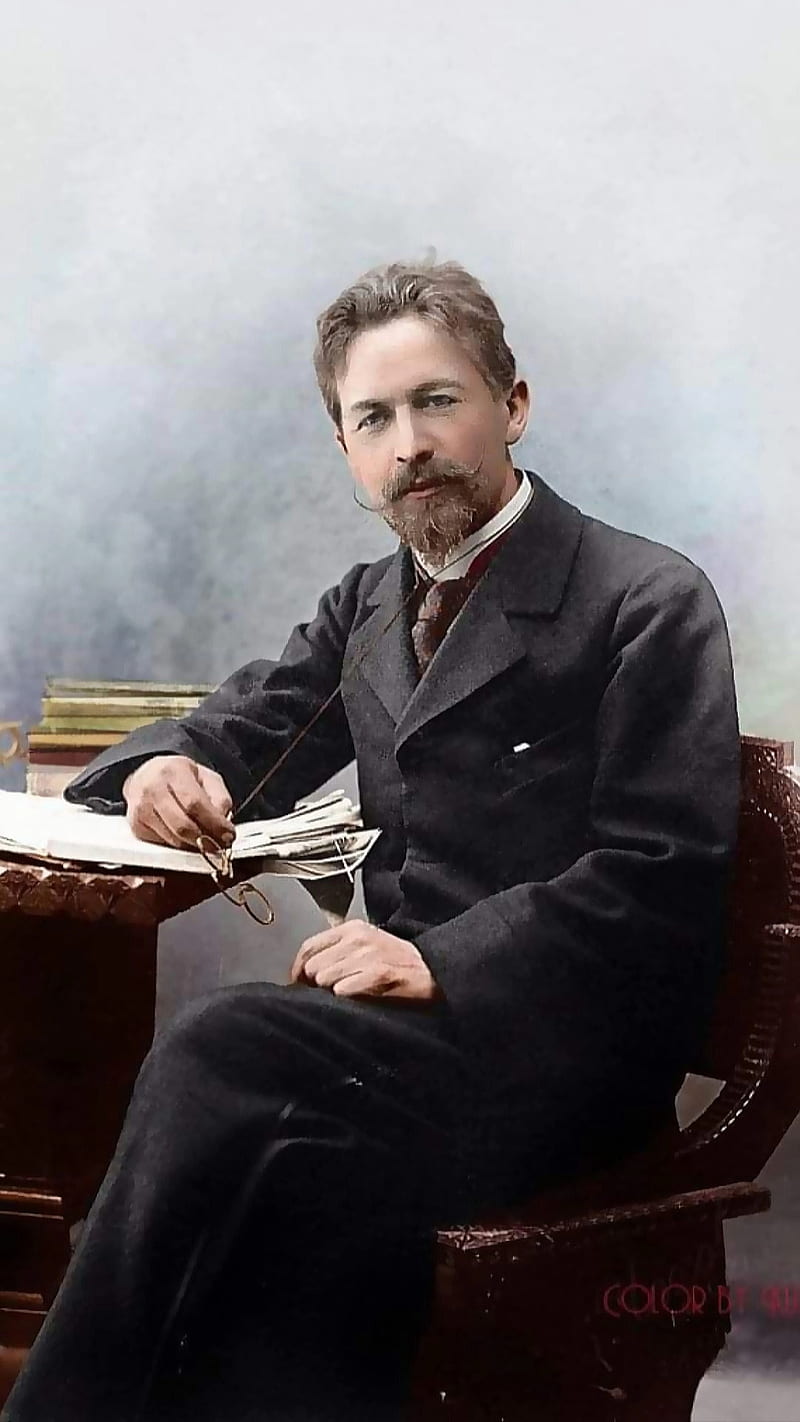 Anton Chekhov, male, man, sitting, suit, writer, HD phone wallpaper