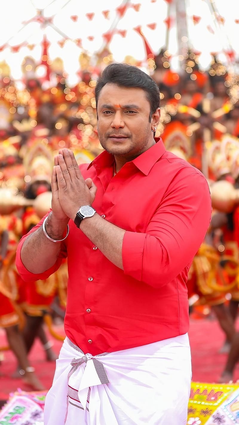 Darshan , in red shirt, red shirt, south hero, indian actor, HD phone wallpaper