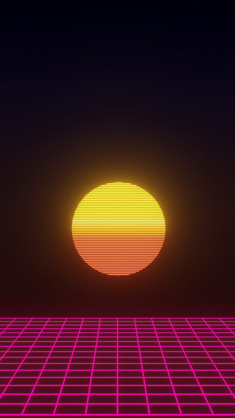 Outrun Neon Pink, cool, graphics, new, nice, retrowave, sun, HD phone wallpaper