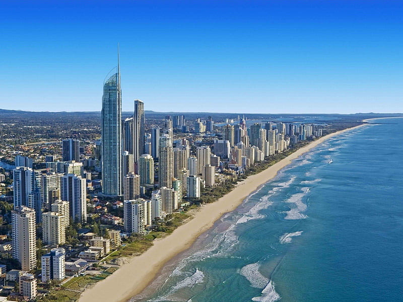 gold coast australia, australia, beach, gold, sea, HD wallpaper