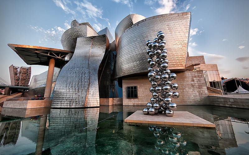 Museo Guggenheim Bilbao, modern architecture, stylish facade, exterior, modern buildings, Bilbao, Spain, HD wallpaper