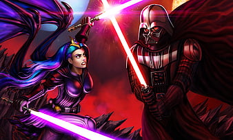 Darth Vader vs Jedi Queen, HD wallpaper