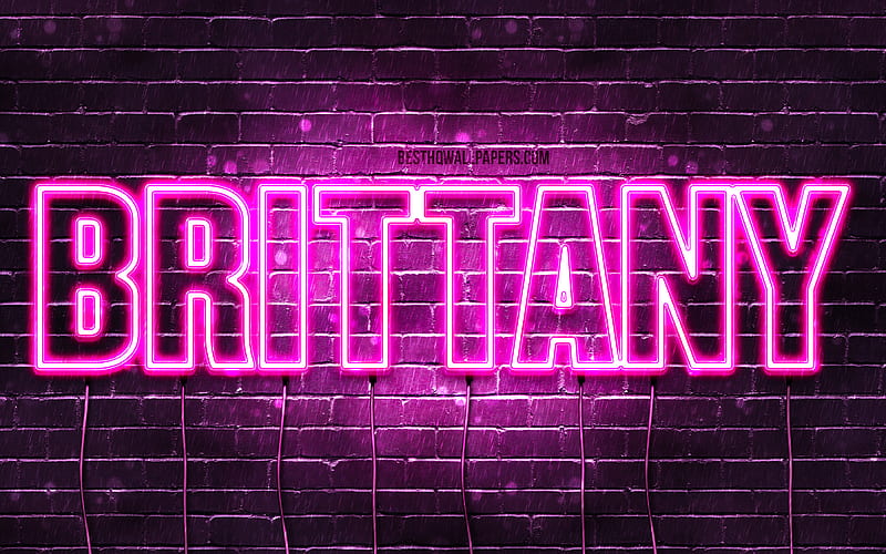 Brittany with names, female names, Brittany name, purple neon lights, Happy Birtay Brittany, with Brittany name, HD wallpaper