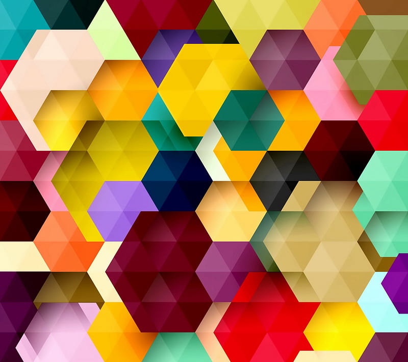 Colored Hexagons, abstract, background, color, geometry, hexagon, HD wallpaper