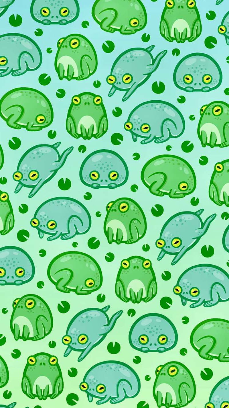 Frogs / Ranas, aqua, art, green, nature, cute, HD phone wallpaper
