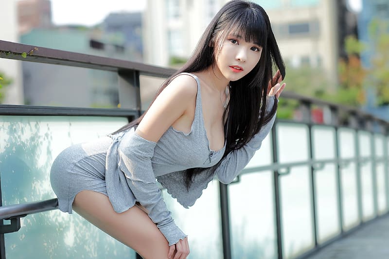 Sexy Asian Beauty, model, mini dress, asian, brunette, sexy, HD wallpaper
