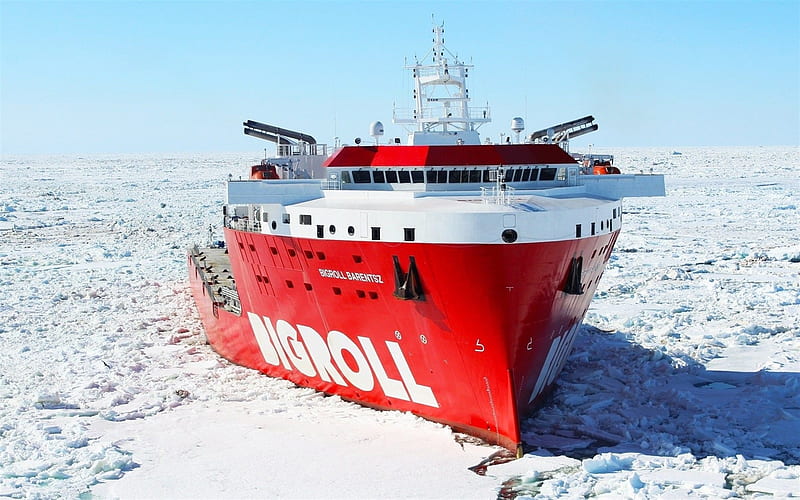 BigRoll Barentsz, glaciers, deck cargo ship, sea, BigRoll Shipping, cargo ships, HD wallpaper