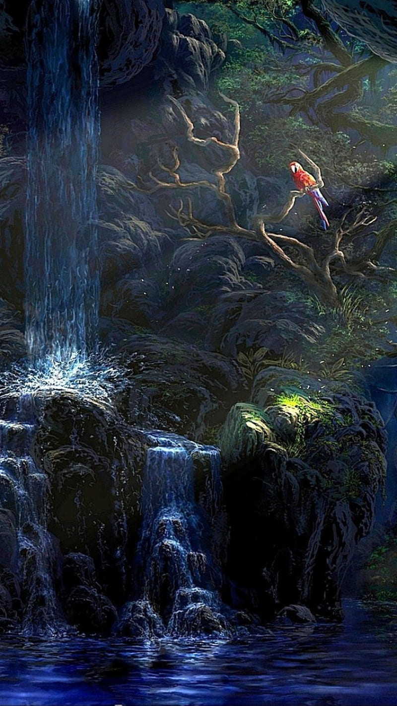 Beautiful Waterfall, Anime Waterfall HD wallpaper | Pxfuel