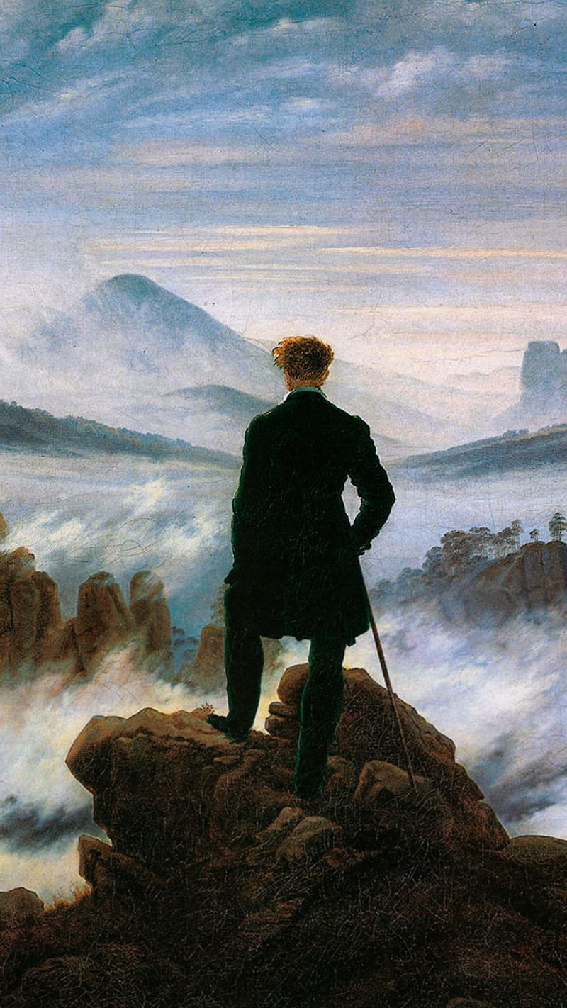 Friedrich, caminante, cuadro, clouds, walker, HD phone wallpaper