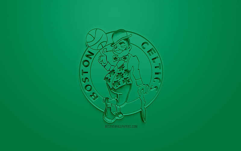 Boston Celtics, creative 3D logo, green background, 3d emblem, American basketball club, NBA, Boston, Massachusetts, USA, National Basketball Association, 3d art, basketball, 3d logo, HD wallpaper