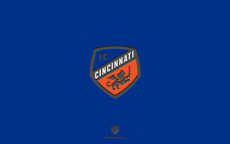FC Cincinnati, blue background, American soccer team, FC Cincinnati emblem, MLS, Ohio, USA, soccer, FC Cincinnati logo, HD wallpaper