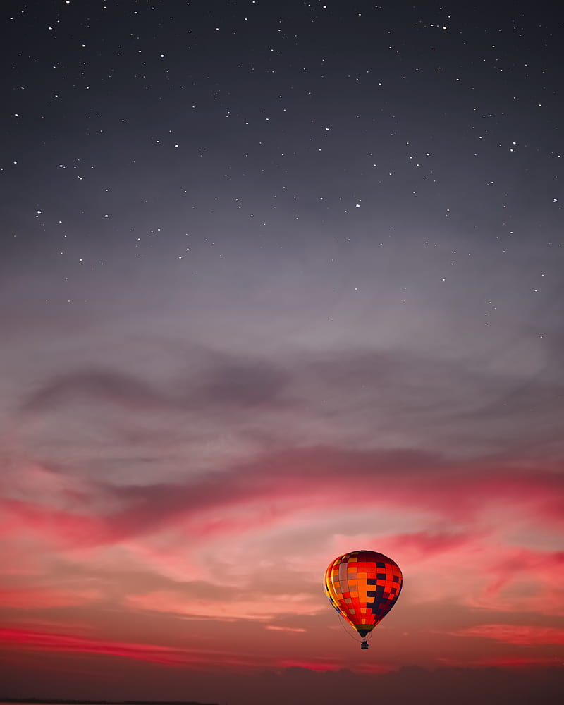 flying multicolored hot air balloon, HD phone wallpaper