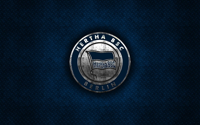 Hertha BSC, German football club, blue metal texture, metal logo, emblem, Berlin, Germany, Bundesliga, creative art, football, HD wallpaper