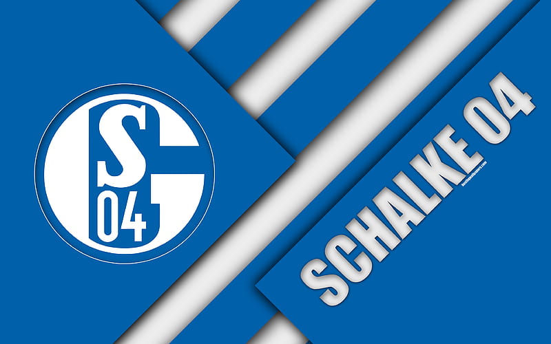 FC Schalke 04 Gelsenkirchen, Germany, material design, emblem, german football club, logo, Bundesliga, white blue abstraction, HD wallpaper