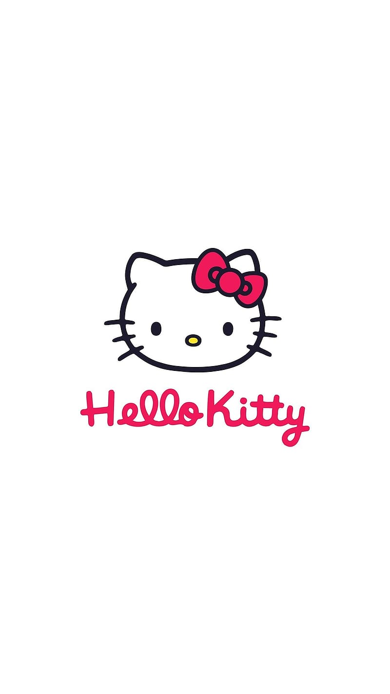 Cute Hello Kitty, White Background, cartoon, kitty white, HD phone wallpaper