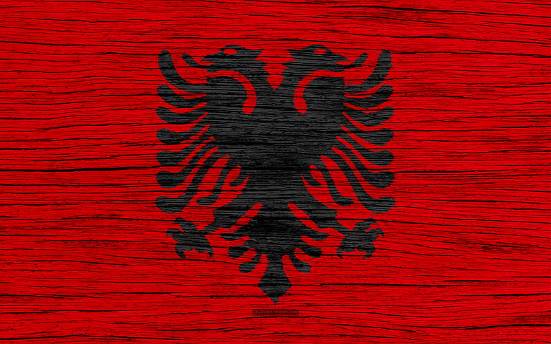 Flag of Albania Europe, wooden texture, Albanian flag, national symbols, Albania flag, art, Albania, HD wallpaper