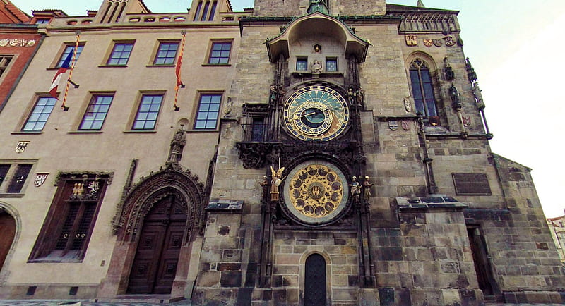 Prague, Astronomical Clock, architecture, clocks, astronomical clock, clock, old, astronomical, Czech, Prague, Czech Republic, HD wallpaper