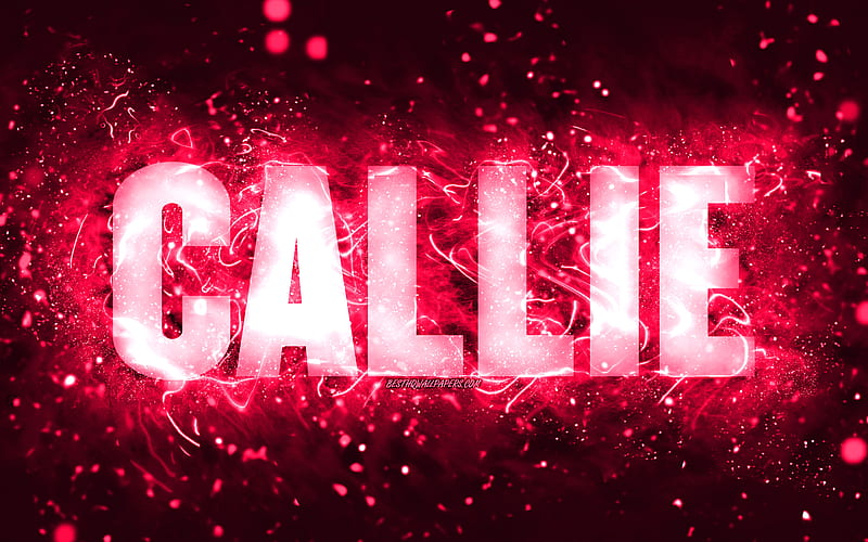 Happy Birtay Callie, pink neon lights, Callie name, creative, Callie Happy Birtay, Callie Birtay, popular american female names, with Callie name, Callie, HD wallpaper