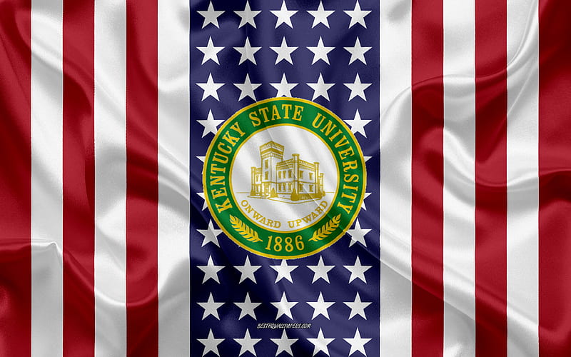 Kentucky State University Emblem, American Flag, Kentucky State University logo, Frankfort, Kentucky, USA, Kentucky State University, HD wallpaper