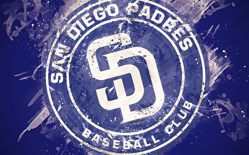 San Diego Padres grunge art, logo, american baseball club, MLB, blue background, emblem, San Diego, California, USA, Major League Baseball, National League, creative art, HD wallpaper