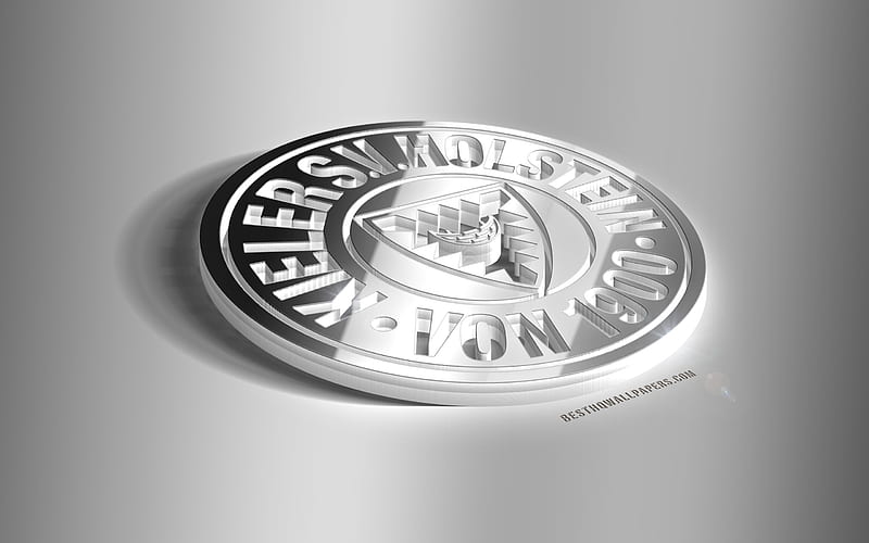 Holstein Kiel, 3D steel logo, German football club, 3D emblem, Kiel, Germany, metal emblem, Bundesliga 2, football, creative 3d art, HD wallpaper