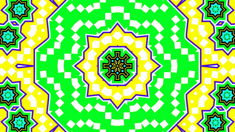Green Yellow Shapes Kaleidoscope Colorful Digital Art Abstract, HD wallpaper