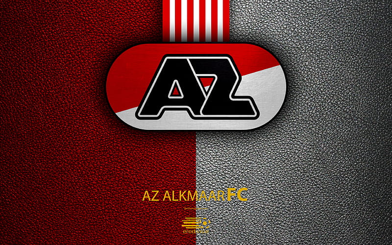 AZ Alkmaar FC Dutch football club, leather texture, logo, emblem, Eredivisie, Alkmaar, Netherlands, football, supreme football league, HD wallpaper