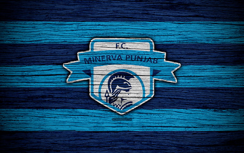 Minerva Punjab FC logo, I-League, soccer, India, football club, Minerva Punjab, wooden texture, FC Minerva Punjab, HD wallpaper