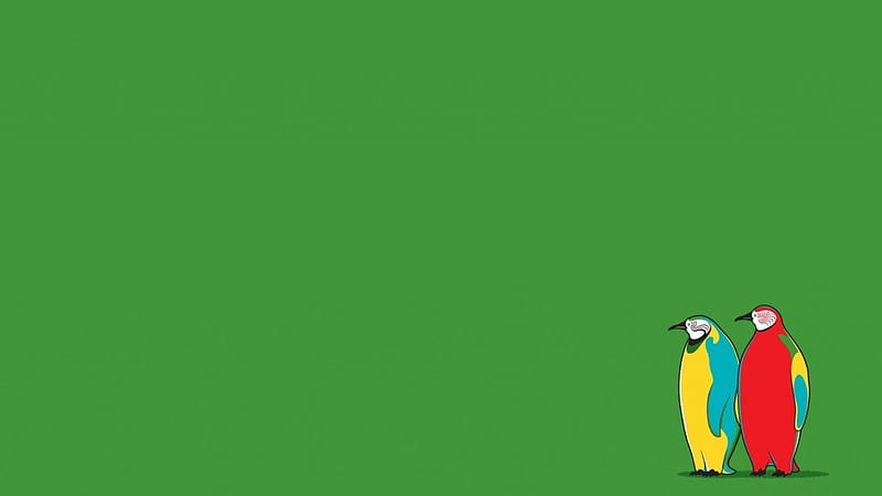 Odd Penguins, red, odd, livingdoll, penguin, yellow, adorable, parrot,  green, HD wallpaper | Peakpx