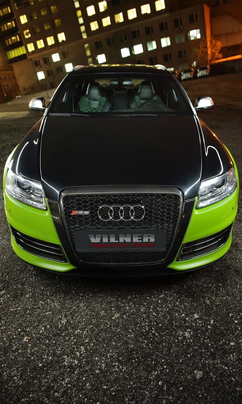 Modifed Audi Rs6, black, car, fast, green, tuning, HD phone wallpaper