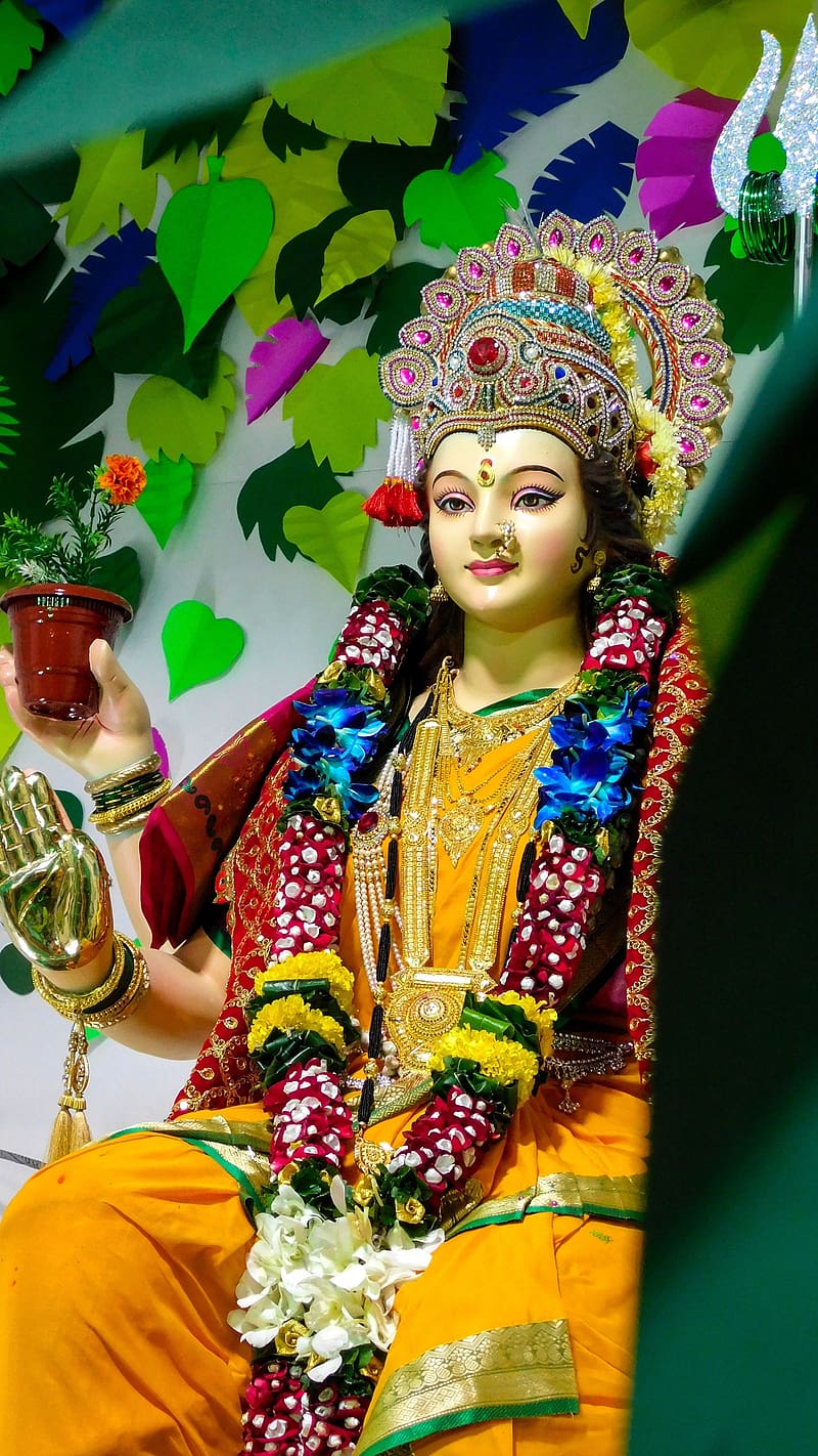 Durga Maa Ka, Yellow Saree, goddess, god, devi maa, HD phone wallpaper