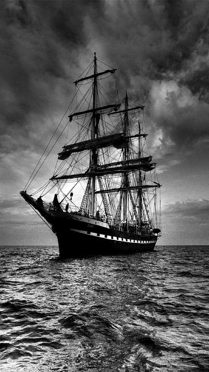 ship, black, pirate, sailing, ships, HD phone wallpaper