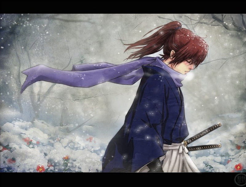 Sadness, samurai x, snow, anime, Rurouni Kenshin, HD wallpaper | Peakpx