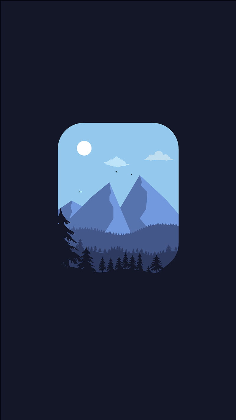 minimal, draw, drawing, iphone, landscape, manzara, minimalism, mountain, samsung, tepe, HD phone wallpaper