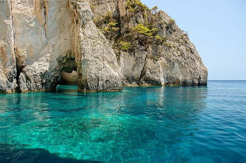 Crystal clear sea, greece, island, zakynthos, sea, HD wallpaper