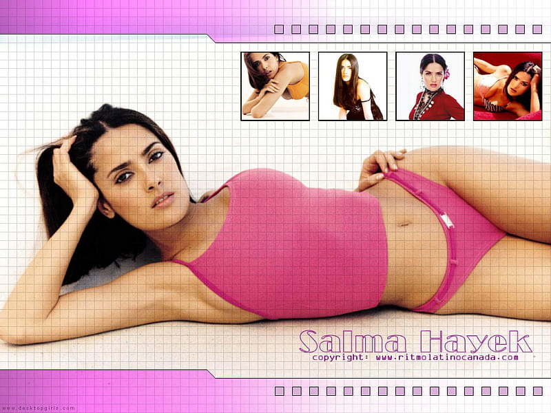 Salma_Hayek, hot, salma-hayek, in pink, HD wallpaper