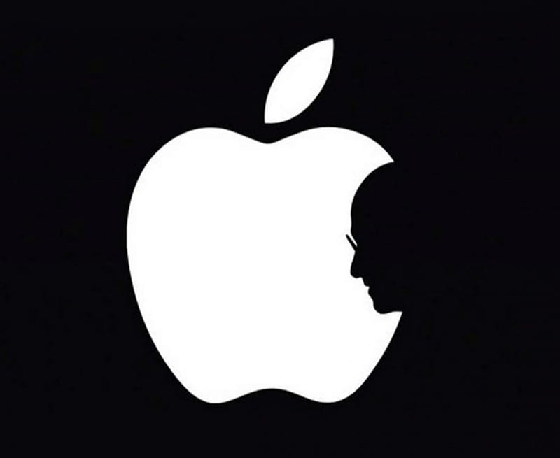 Apple-optical illusion, Apple, an apple, Black and white, Steve Jobs, HD wallpaper