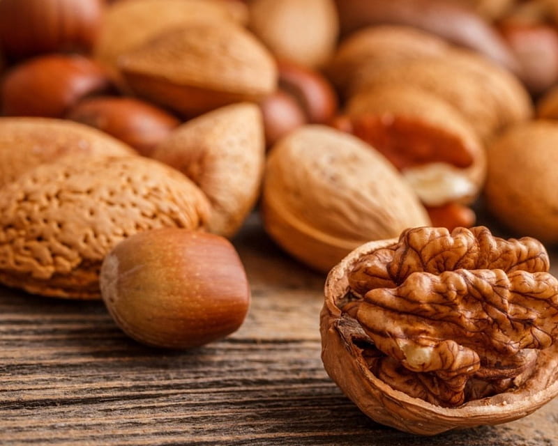 Nuts, almond, food, healthy, walnut, nut, hazelnut, HD wallpaper