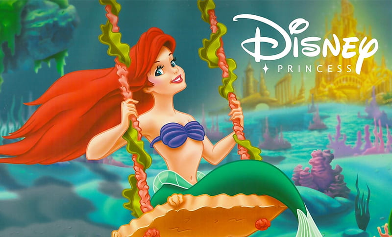 Ariel, disney, movie, redhead, mermaid, vara, little mermaid, green, swing,  girl, HD wallpaper | Peakpx