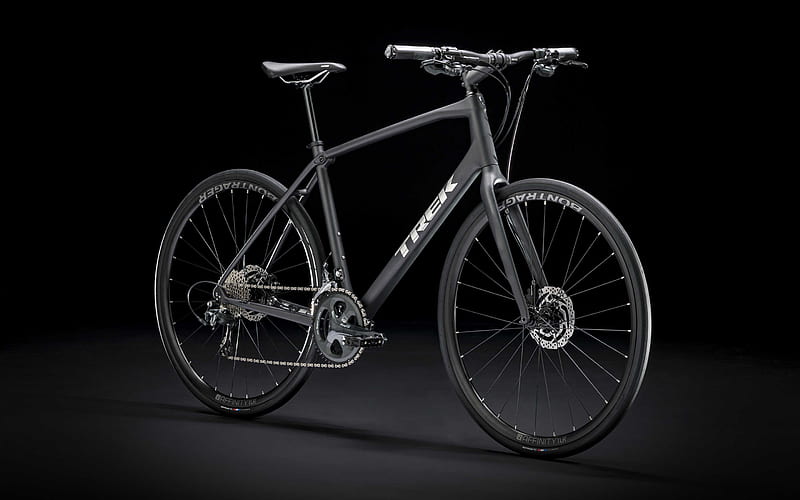 Trek FX Sport 5, black carbon bike, new black FX Sport 5, sports bikes, Trek Bikes, HD wallpaper