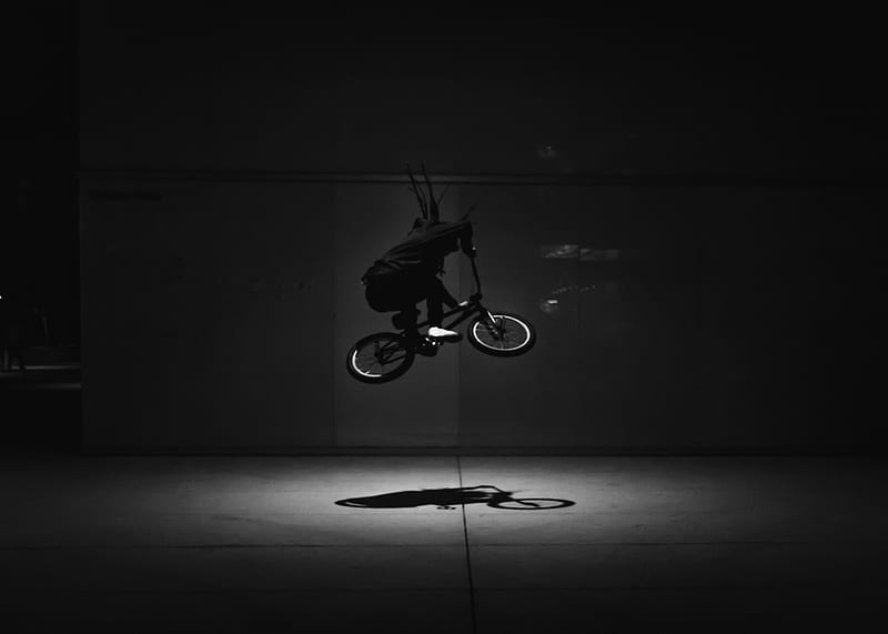 bike, bmx, jump, stunt, black, HD wallpaper